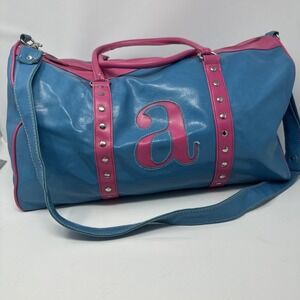 INCREDIBLE Y2K Pink And Blue Monogram "A" Duffel Weekender Bag Mint
